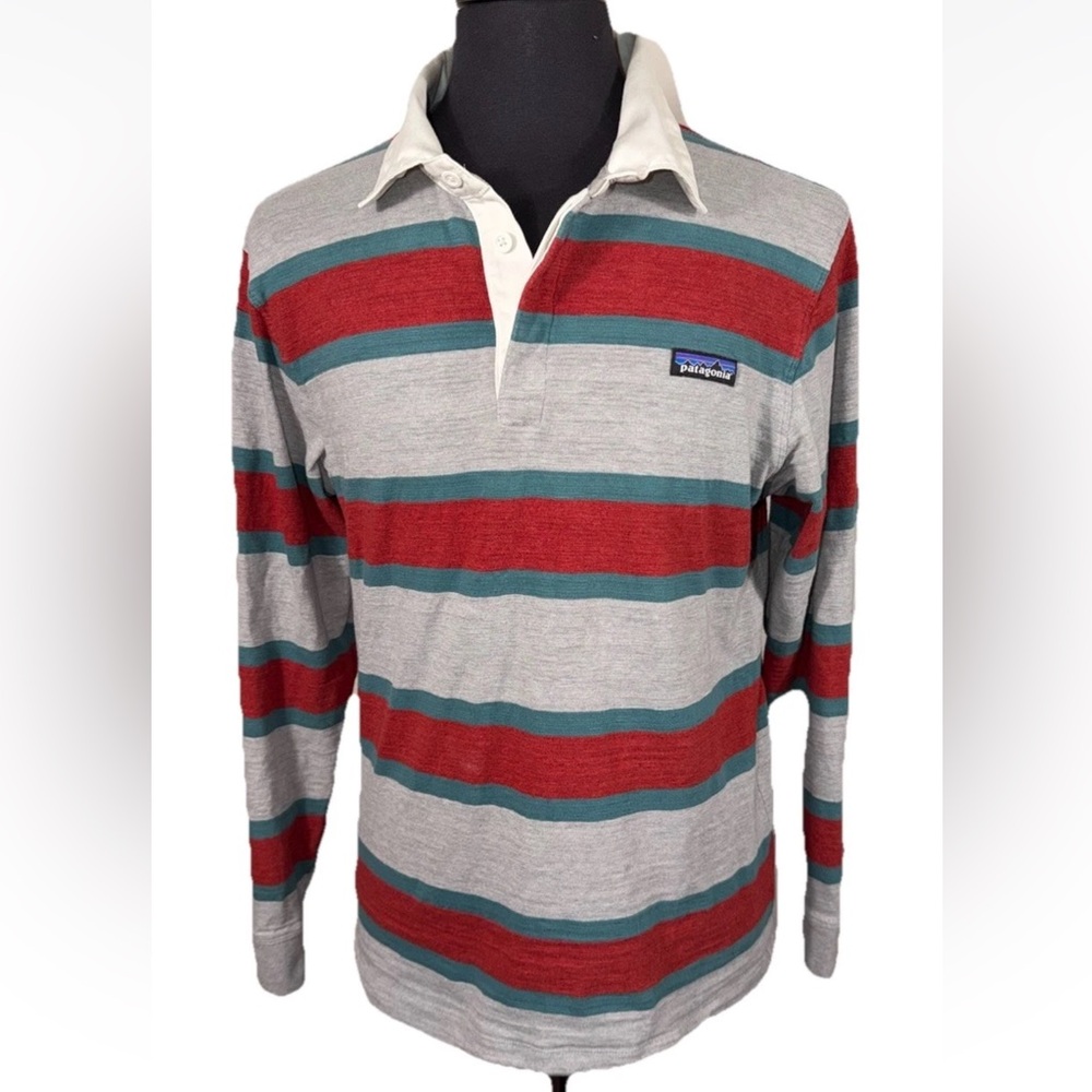 PATAGONIA LONG SLEEVE STRIPED RUGBY POLO SHIRT SZ M - Picture 2 of 6